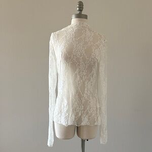 Elegant Sheer Floral Lace Top - Ivory